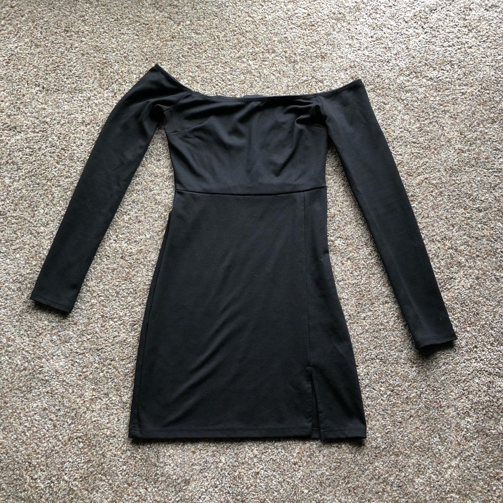 Nasty Gal Off the Shoulder Little Black Dress